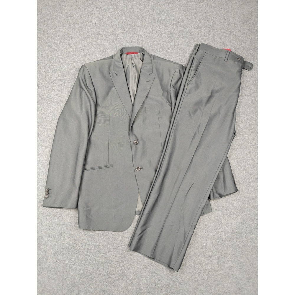 Dolce Vita Suit Mens 44L 38x30 Gray Polyester Viscose 2 Piece Classic Fit Italy